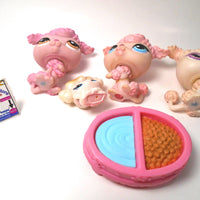 Littlest Pet Shop lot of 4 Poodle dogs with a fancy plate
