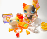 Littlest Pet Shop Short Hair Calico Cat #106 Hamster #137 with cute accessories - My Cute Cheap Store
