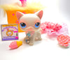 Littlest Pet Shop White Short Hair Cat #64 with cute accessories authentic
