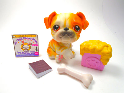 Littlest Pet Shop Orange Bulldog #46 with accessories. Authentic