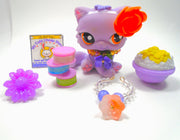 Littlest Pet Shop Purple Persian Cat #1771 with cute accessories
