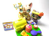 Littlest Pet Shop short hair cat #468 with cute accessories and a kitten