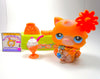 Littlest Pet Shop Orange Persian Cat #490 with cute accessories authentic