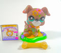 Littlest Pet Shop Flower Tattoo Boxer Dog #1840 with cute accessories authentic