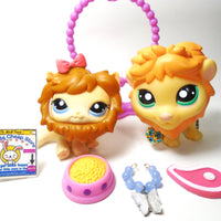 Littlest Pet Shop Sassiest cat #1005 and lion #1004 with accessories