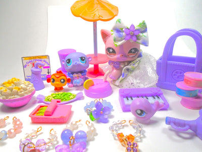 Littlest Pet Shop Rare Purple Short Hair Cat #933 Hamster #376 Authentic - My Cute Cheap Store