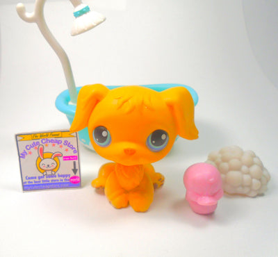 Littlest Pet Shop Yellow Golden Retriever #21 with cute accessories authentic - My Cute Cheap Store