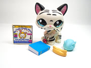 Littlest Pet Shop walking cat #1498 with cute accessories