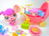Littlest Pet Shop Rare Mommy Baby Poodle #2497 #2498 with cute accessories
