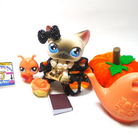 Littlest Pet Shop Siamese Cat #5 with cute accessories