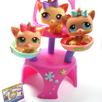 Littlest Pet Shop triplet kittens #1335, #1336, #1337 with a cat tree