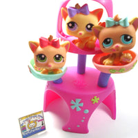 Littlest Pet Shop triplet kittens #1335, #1336, #1337 with a cat tree