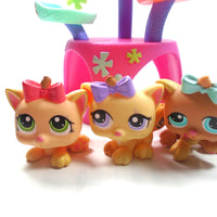 Littlest Pet Shop triplet kittens #1335, #1336, #1337 with a cat tree