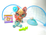 Littlest Pet Shop Brown Red Fox Teal Eyes #1126 with cute accessories Authentic - My Cute Cheap Store