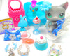 Littlest Pet Shop Grey Short Hair Cat #126 with cute accessories Authentic