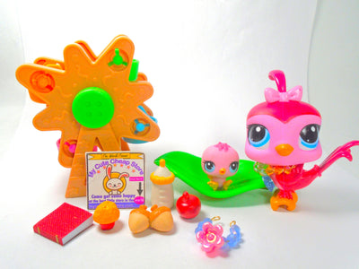 Littlest Pet Shop Mommy Baby Quail Bird #3603 #3604 & cute accessories authentic - My Cute Cheap Store