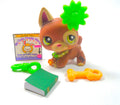 Littlest Pet Shop Brown German Shepard Dog #1362 with accessories authentic