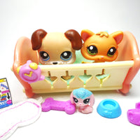 Littlest Pet Shop Babay Boxer #143 and Kitten #1691 with accessories