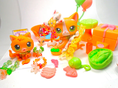 Littlest Pet Shop Short Hair Cat #72 Kitten #86 with cute accessories authentic - My Cute Cheap Store
