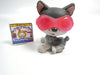 Littlest Pet Shop sitting Husky dog #210 with glasses