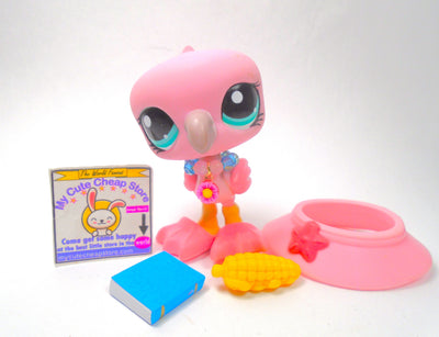 Littlest Pet Shop Pink Flamingo Bird #1023 with accessories authentic