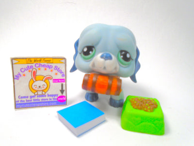 Littlest Pet Shop Rare Blue St. Bernard Dog #1087 & cute accessories authentic