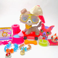 Littlest Pet Shop Grey Collie Dog #67 with accessories authentic