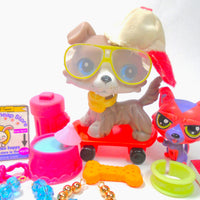 Littlest Pet Shop Grey Collie Dog #67 with accessories authentic
