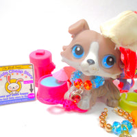 Littlest Pet Shop Grey Collie Dog #67 with accessories authentic