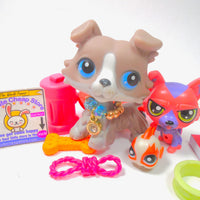Littlest Pet Shop Grey Collie Dog #67 with accessories authentic