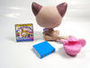 Littlest Pet Shop Mauve sitting cat #664 with accessories