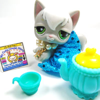 Littlest Pet Shop Angora cat #954 with cute accessories