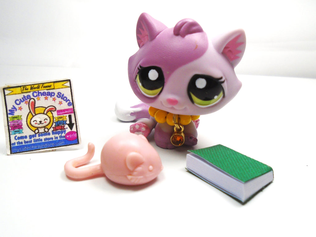 Littlest Pet Shop Tabby cat #1660 with accessories