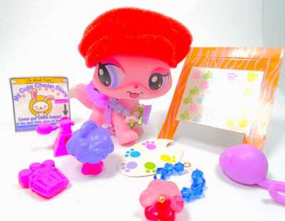 Littlest Pet Shop Pink Walking Destiny Cat #1312 with cute accessories authentic