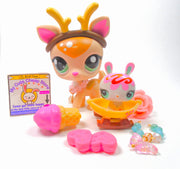 Littlest Pet Shop Rare Cream Pink Deer #2486 with cute accessories authentic