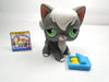 Littlest Pet Shop rare gray Angora cat with sardines