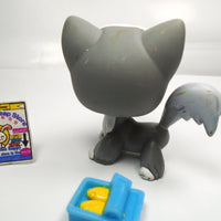 Littlest Pet Shop rare gray Angora cat with sardines