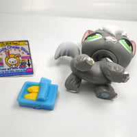 Littlest Pet Shop rare gray Angora cat with sardines