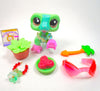 Littlest Pet Shop Green Alligator Crocodile #2042 & cute accessories authentic