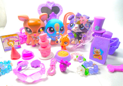 Littlest Pet Shop Collie #1676 Deer #1677 Peacock #1678 & accessories authentic