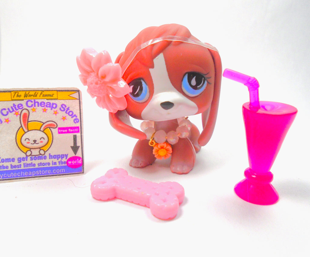 Littlest Pet Shop Brown Beagle #849 with cute accessories authentic