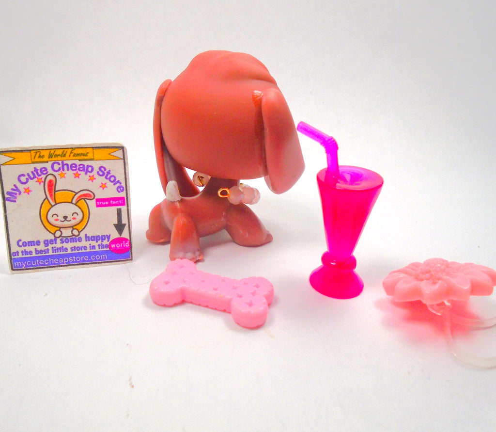Littlest Pet Shop Brown Beagle #849 with cute accessories authentic