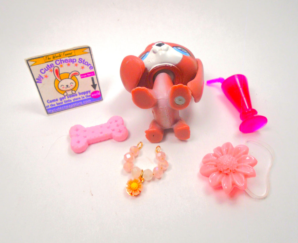 Littlest Pet Shop Brown Beagle #849 with cute accessories authentic