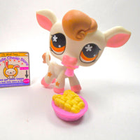 Littlest Pet Shop White Brown Cow #476 with accessories Authentic