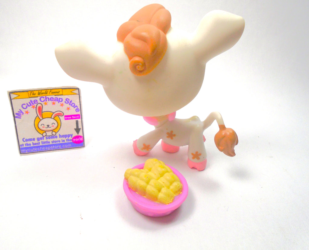 Littlest Pet Shop White Brown Cow #476 with accessories Authentic