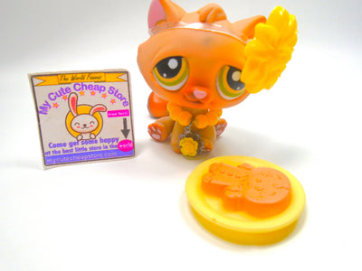 Littlest Pet Shop Brown Tan BonBon Sitting Cat #194 with accessories authentic