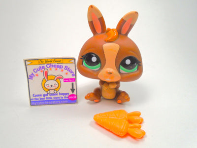 Littlest Pet Shop Orange Brown Dwarf Bunny Rabbit #2074 with cute accessories