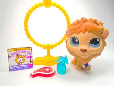 Littlest Pet Shop Cream Brown Lion #1112 with cute accessories Authentic