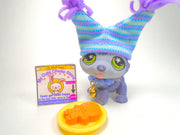 Littlest Pet Shop Rare Blue Husky Dog #1563 & cute accessories authentic