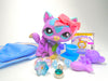 Littlest Pet Shop Rare Glitter Purple Blue Walking Cat #2386 & cute accessories